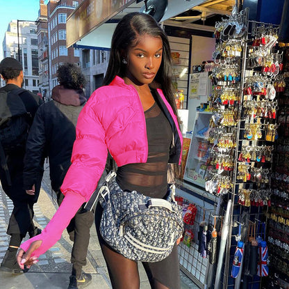 Cárdigan informal de color liso para mujer, abrigo acolchado de algodón con bolsillo y cremallera, para otoño e invierno