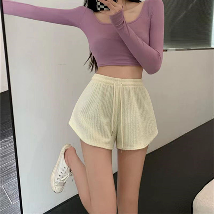 Pantalones cortos deportivos holgados e informales para correr, fitness, de pierna ancha y cintura alta, de corte A, talla grande para mujer