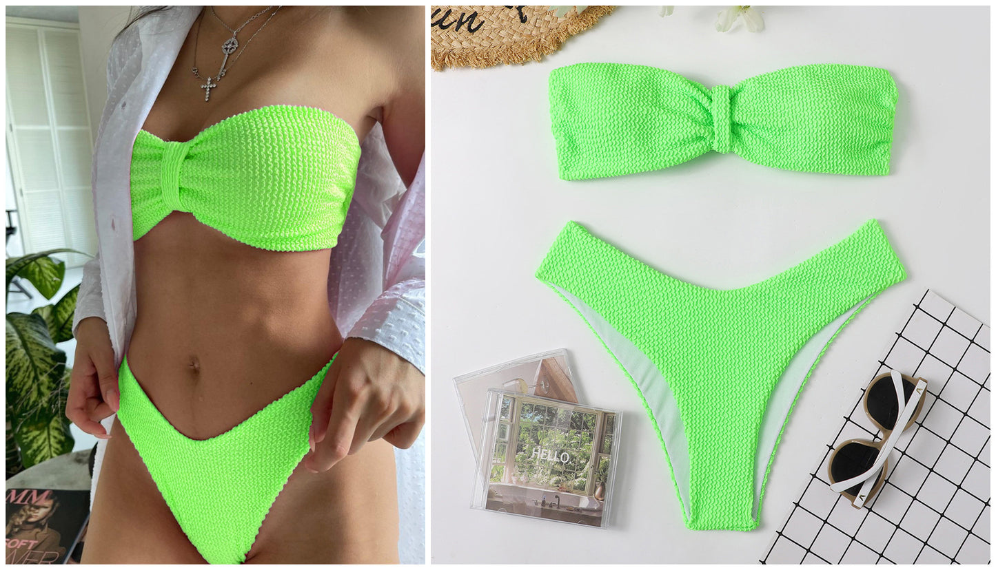 Conjunto de bikini de 2 piezas para mujer, traje de baño de cintura baja, informal