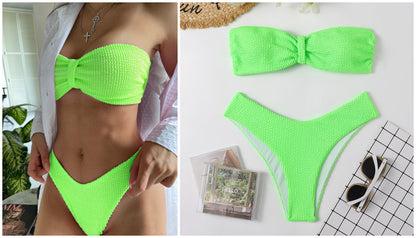 Conjunto de bikini de 2 piezas para mujer, traje de baño de cintura baja, informal