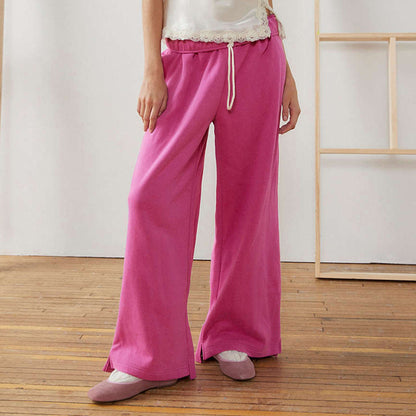 Women Fashion Casual Loose Drawstring Wide Leg Pants
