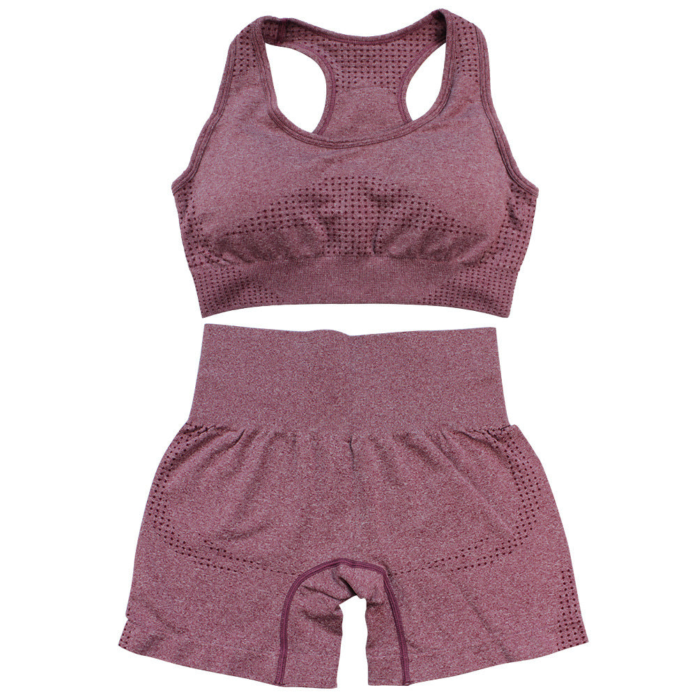 Conjunto deportivo de 2 piezas para mujer, informal, ajustado, de color sólido, con cuello en U, sin mangas y pantalones cortos
