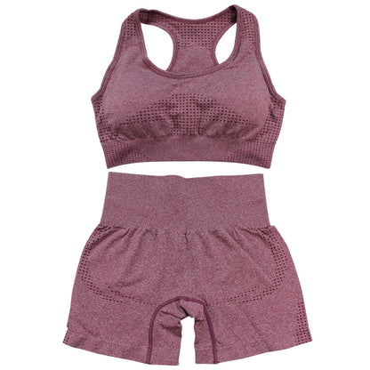 Conjunto deportivo de 2 piezas para mujer, informal, ajustado, de color sólido, con cuello en U, sin mangas y pantalones cortos