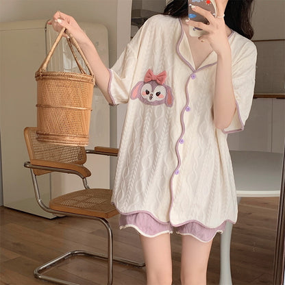Conjunto de pijama informal de manga corta y pantalones cortos para mujer