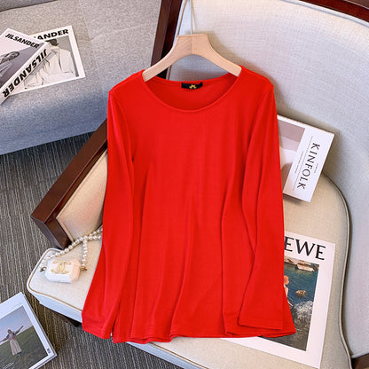 Blusa básica informal sencilla de color liso para mujer, talla grande