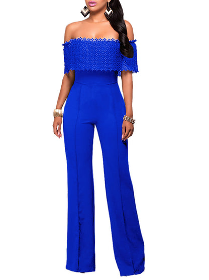 Women Elegant Fashion Loose Casual Side Zipper Off-Shoulder Jumpsuits