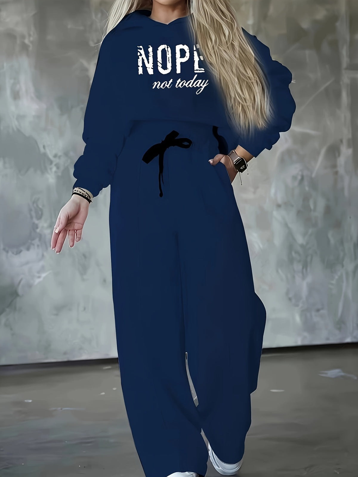 Autumn And Winter Athleisure Women Fashion Casual Letter Hoodie Sports Thickened Pants Two-Piece Set