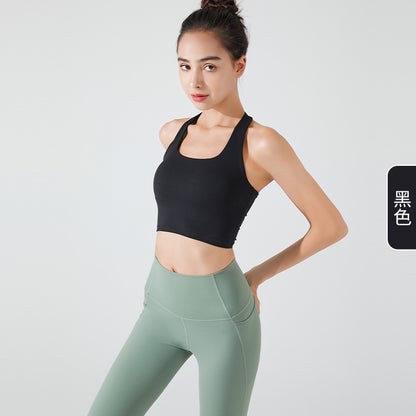 Chaleco deportivo informal holgado de color liso con cuello halter, sin espalda y sin mangas para mujer