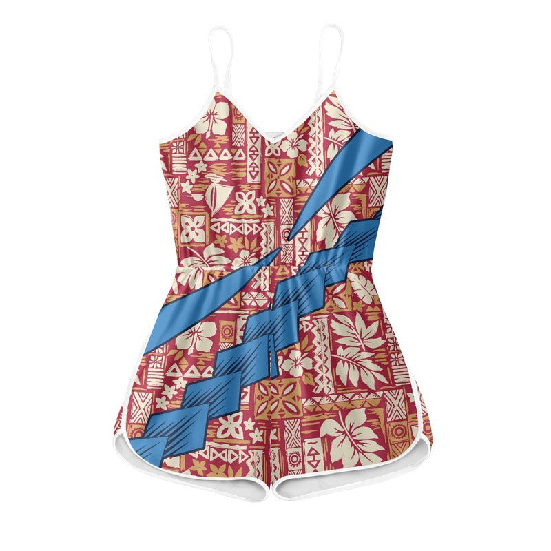 Women Fashion Casual Printed Slip Romper