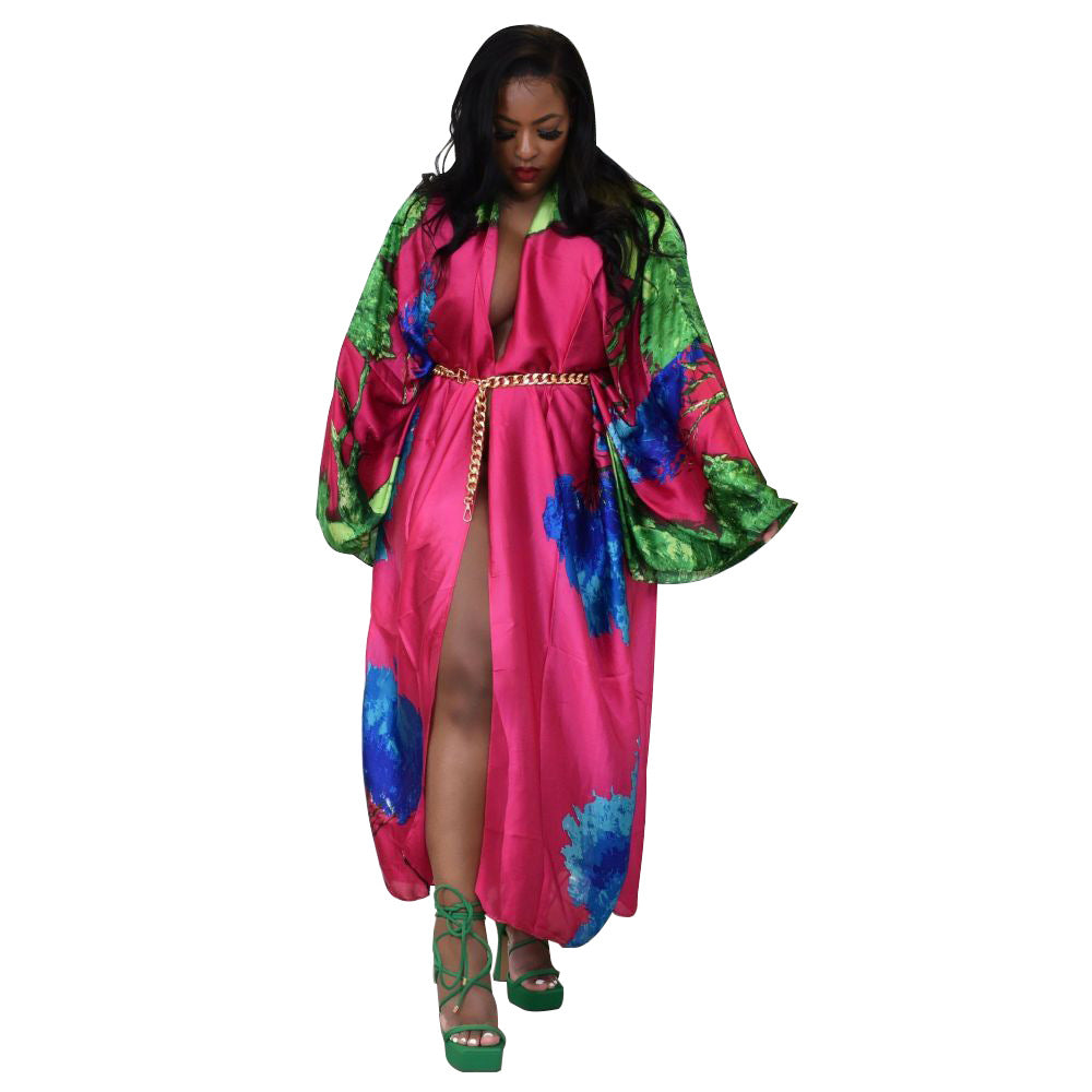 Cárdigan holgado con estampado gráfico informal de estilo bohemio para mujer