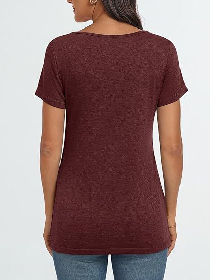 Camiseta informal de verano para mujer, con cuello cuadrado, color liso, manga corta y sin mangas