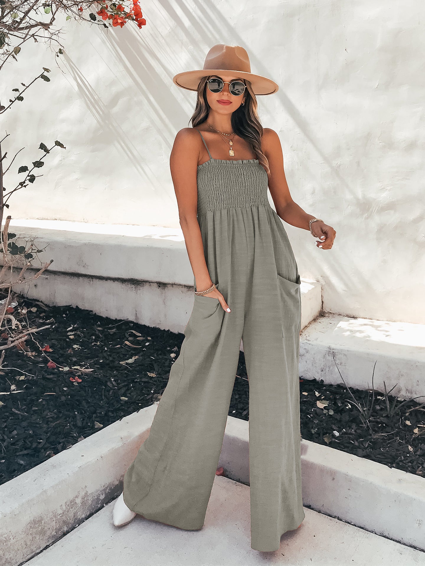 Women Sling Loose Casual Wide Leg Jumpsuit
