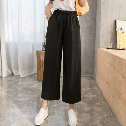 Women'S Fashion Casual Loose High Waist Thin Drape Cropped Pants