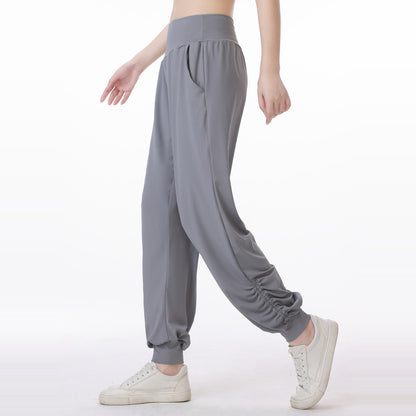 Women'S Casual Solid Color High Waist Quick-Dry Sweatpants