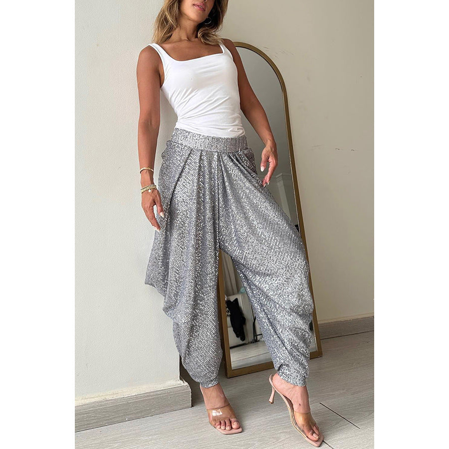 Pantalones bombachos holgados informales con lentejuelas a la moda para mujer