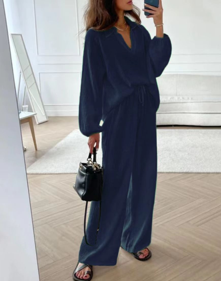Traje elegante informal holgado de color sólido para mujer