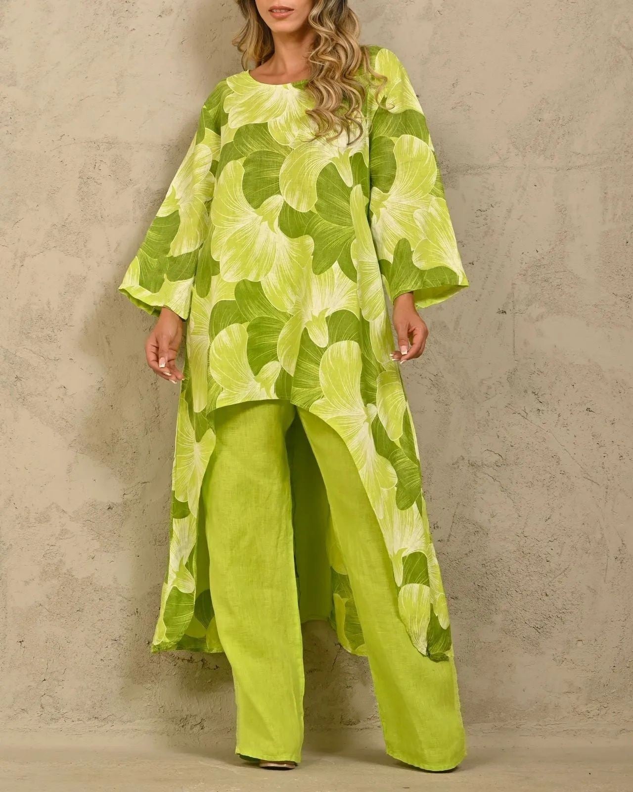 Conjunto de pantalones de manga larga con estampado informal a la moda para mujer