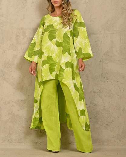 Conjunto de pantalones de manga larga con estampado informal a la moda para mujer