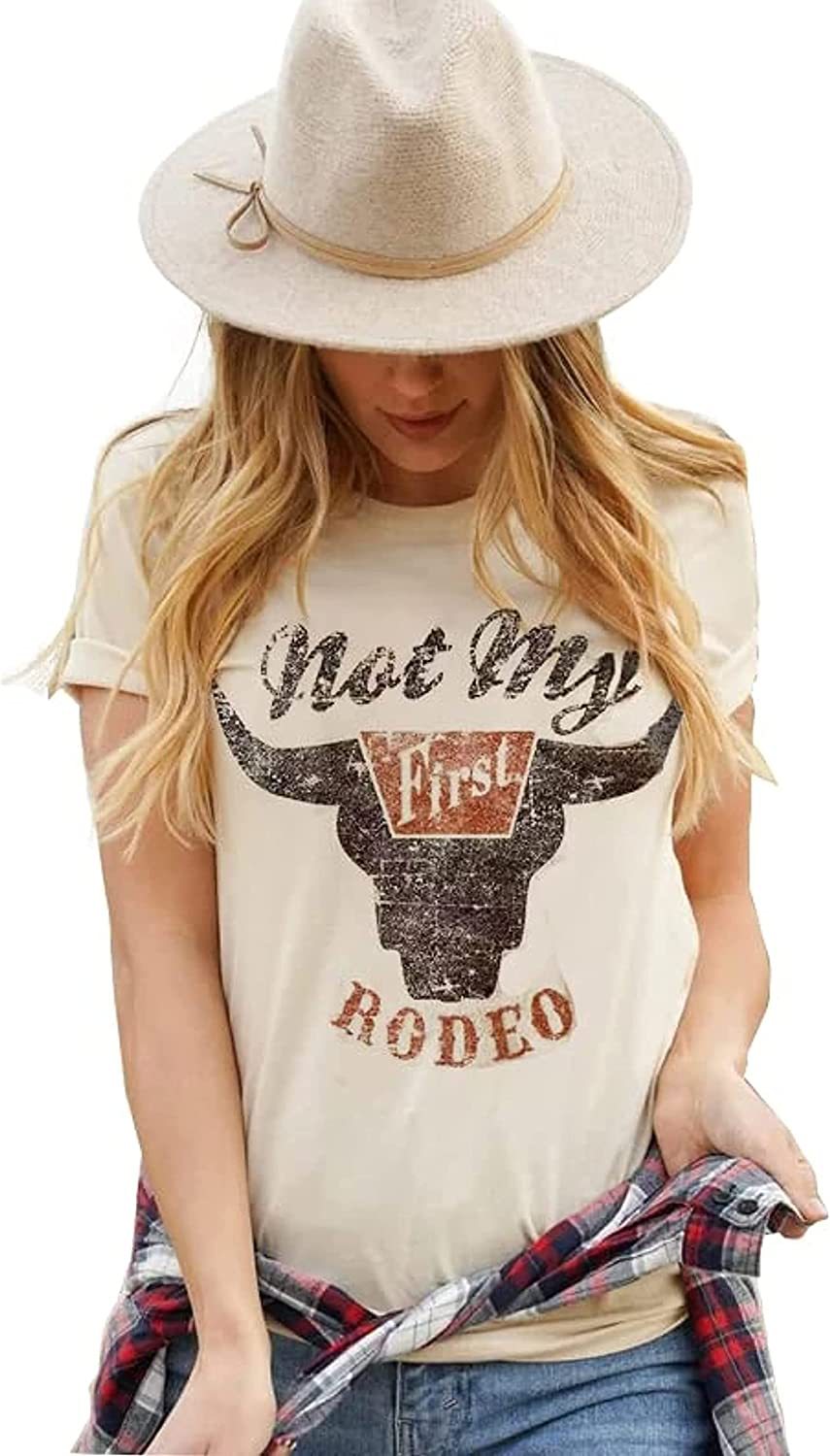 Camiseta de manga corta con cuello redondo y estampado de Tauro para mujer, estilo informal de verano occidental