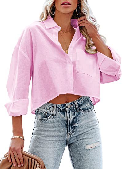 Blusa informal de manga larga con solapa y hebilla de color liso para mujer