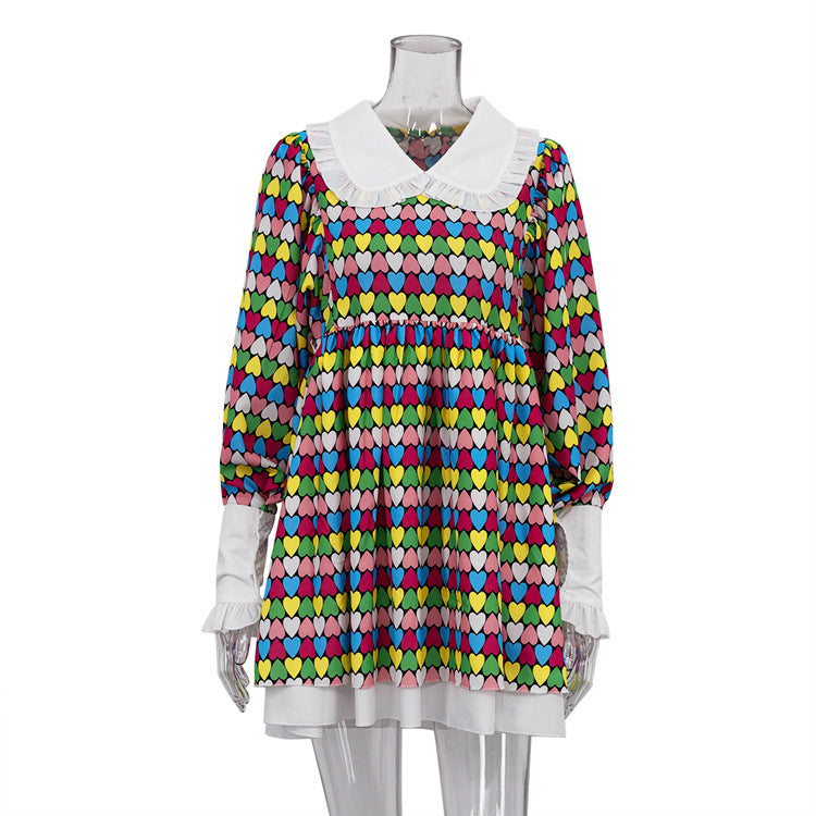 Vestido casual de manga larga con volantes para mujer
