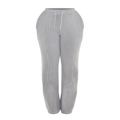 Women Fashion Casual Solid Color Drawstring Pants