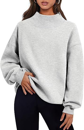 Sudadera informal de color liso con cuello polar para mujer