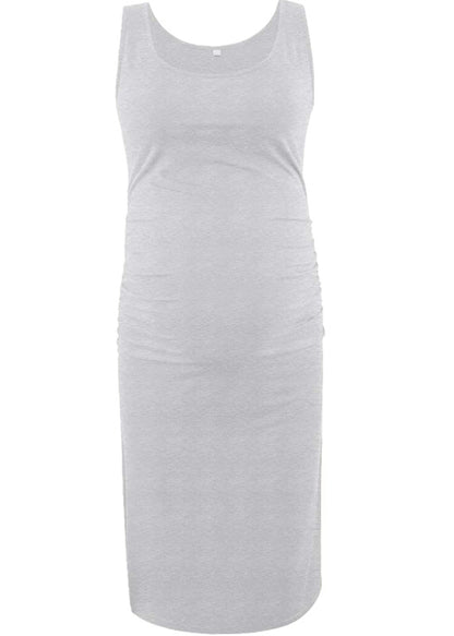 Vestido informal de verano para embarazadas, de color liso, con cuello redondo y sin mangas