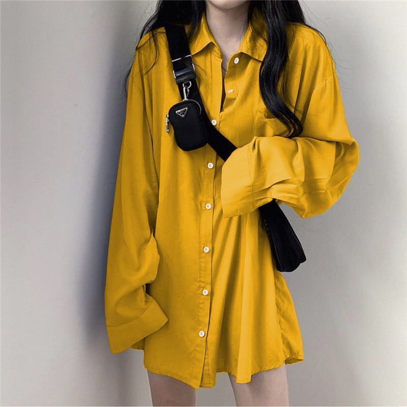 Fleece-Lined Thickened Plus Size Long Sleeve Shirt Women Casual Solid Color Loose Blouse