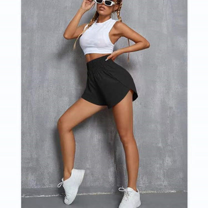 Summer High Waist Women Casual Elastic Loose Summer Solid Color Sports Shorts