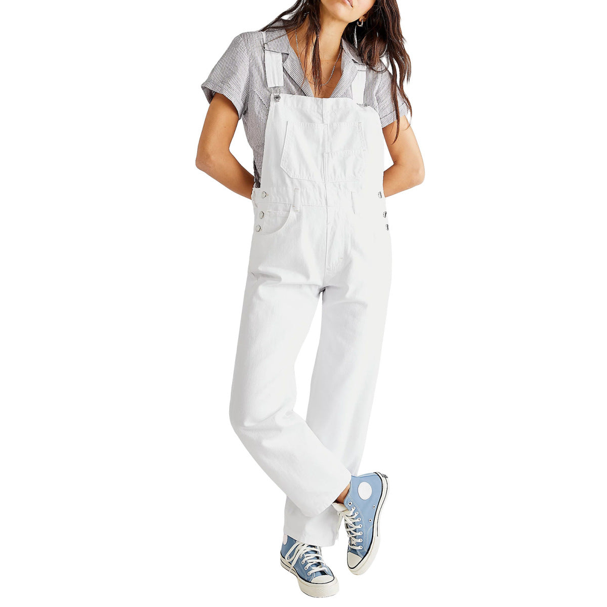 Women Fashion Casual Loose Denim Strap Pants