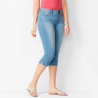 Pantalones vaqueros básicos casuales de verano para mujer, de color sólido, recortados