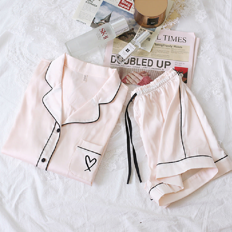 Women'S Casual Short Sleeve Top And Shorts Set Pajamas