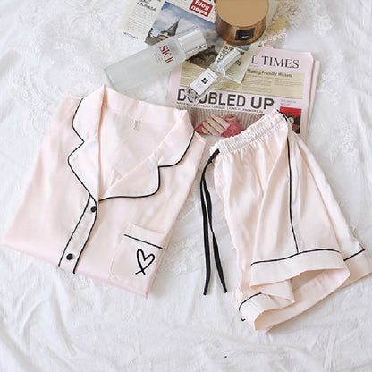Women'S Casual Short Sleeve Top And Shorts Set Pajamas