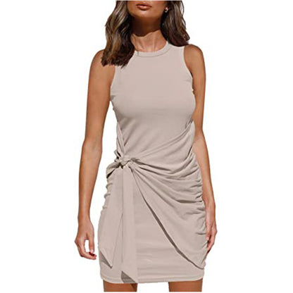 Vestido casual sin mangas de color sólido para mujer