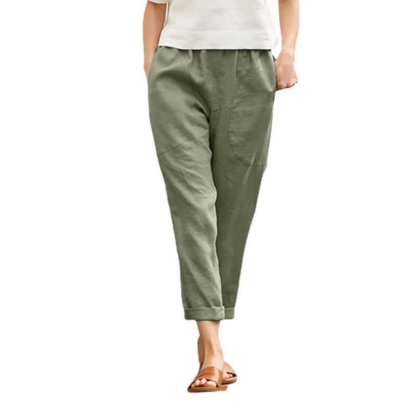 Women Basic Solid Color Casual Pants Straight Pants