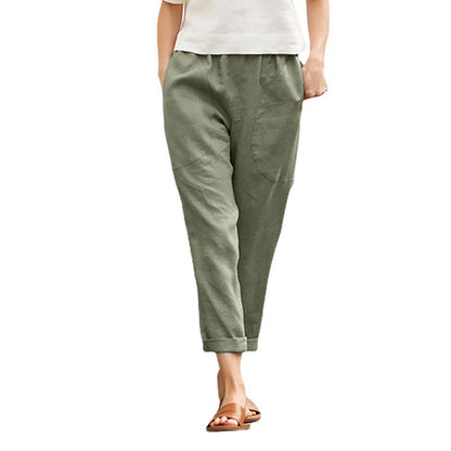 Women Basic Solid Color Casual Pants Straight Pants