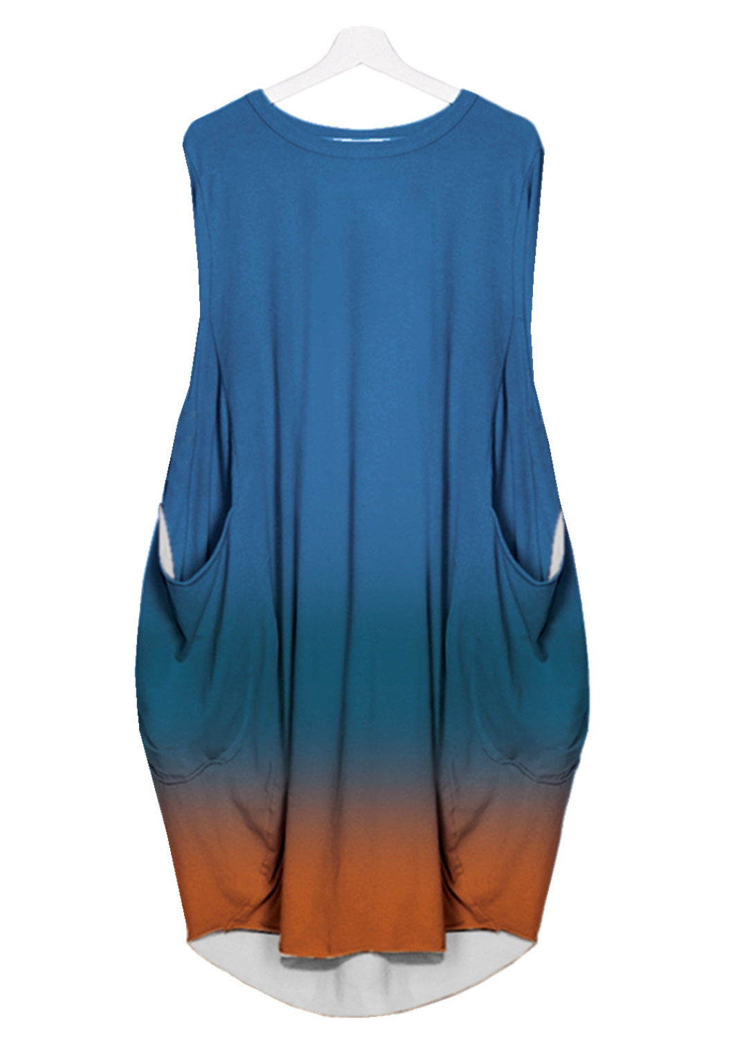 Women Casual Gradient Color Printed High Waist Plus Size Sleeveless Dress