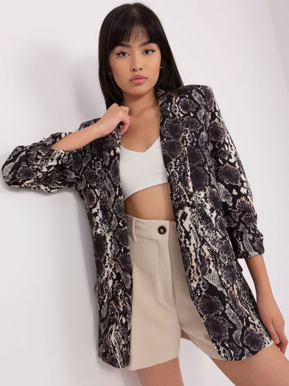 Chaqueta de traje de manga larga con estampado de leopardo y serpiente estilo británico informal para mujer
