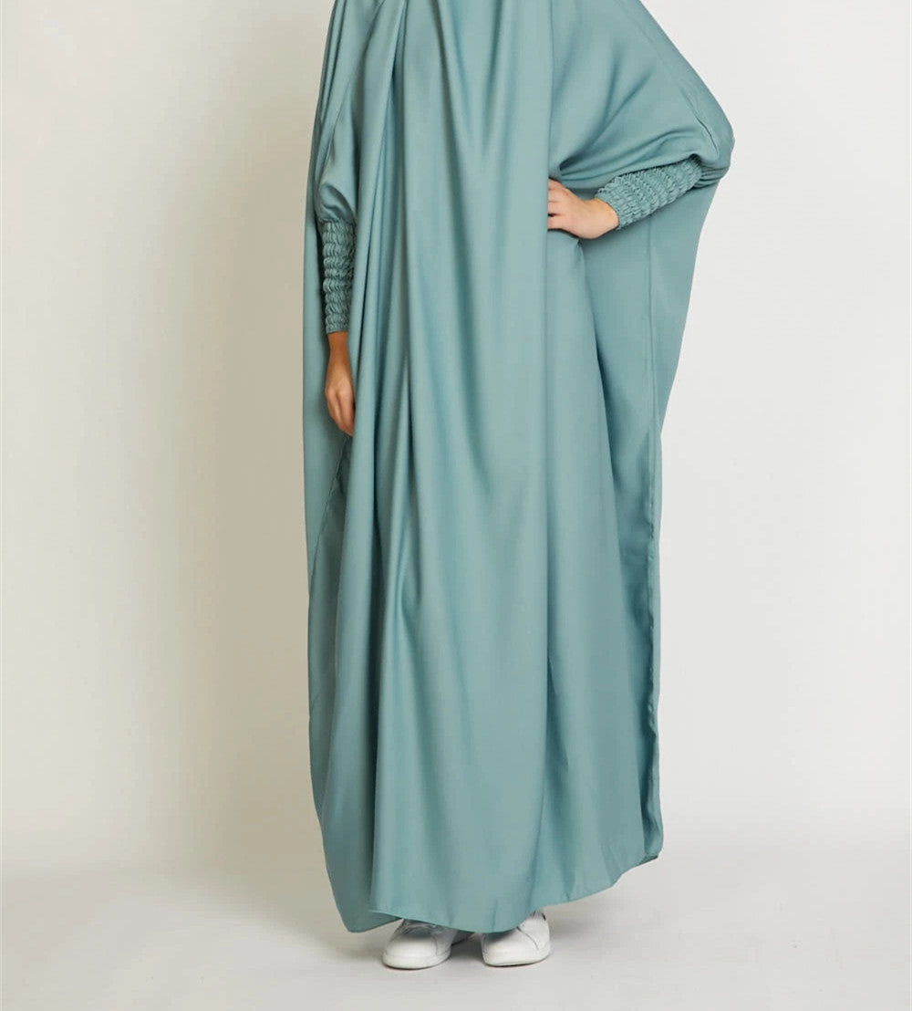 Women Casual Solid Color Abaya Long Sleeve Maxi Dress