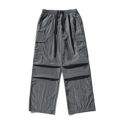 Women Simple Metal Nylon Sports Casual Cargo Pants