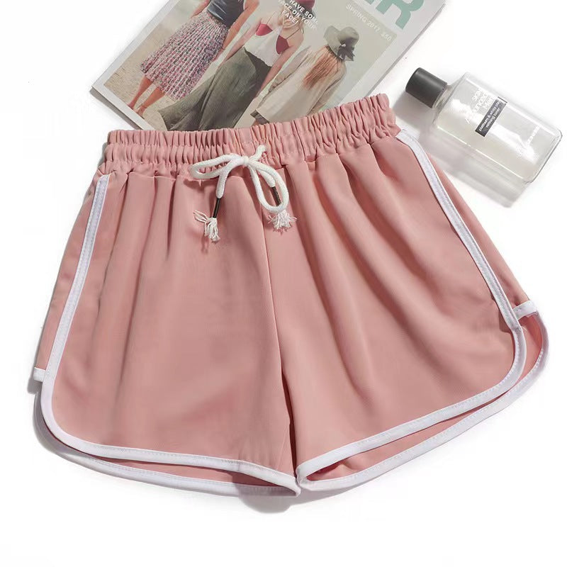 Women Casual Loose Solid Color Wide Leg Drawstring Shorts