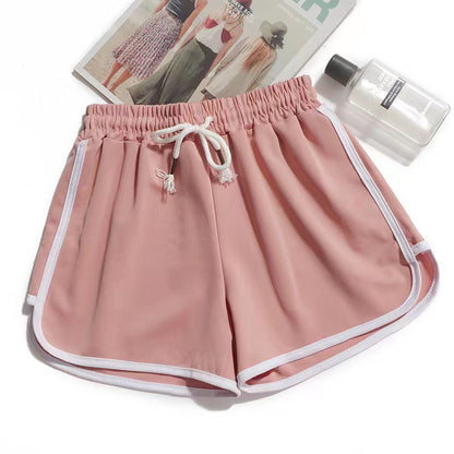 Women Casual Loose Solid Color Wide Leg Drawstring Shorts