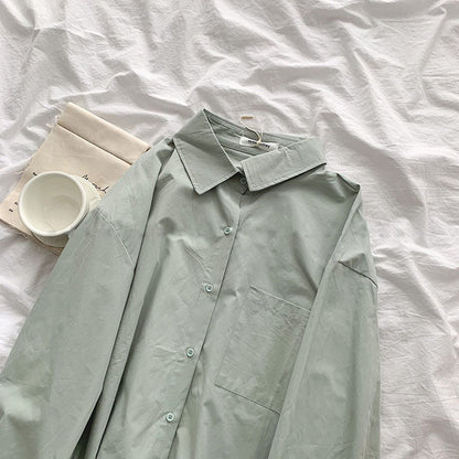 Blusa informal básica de manga larga para mujer, color liso, de verano, a la moda