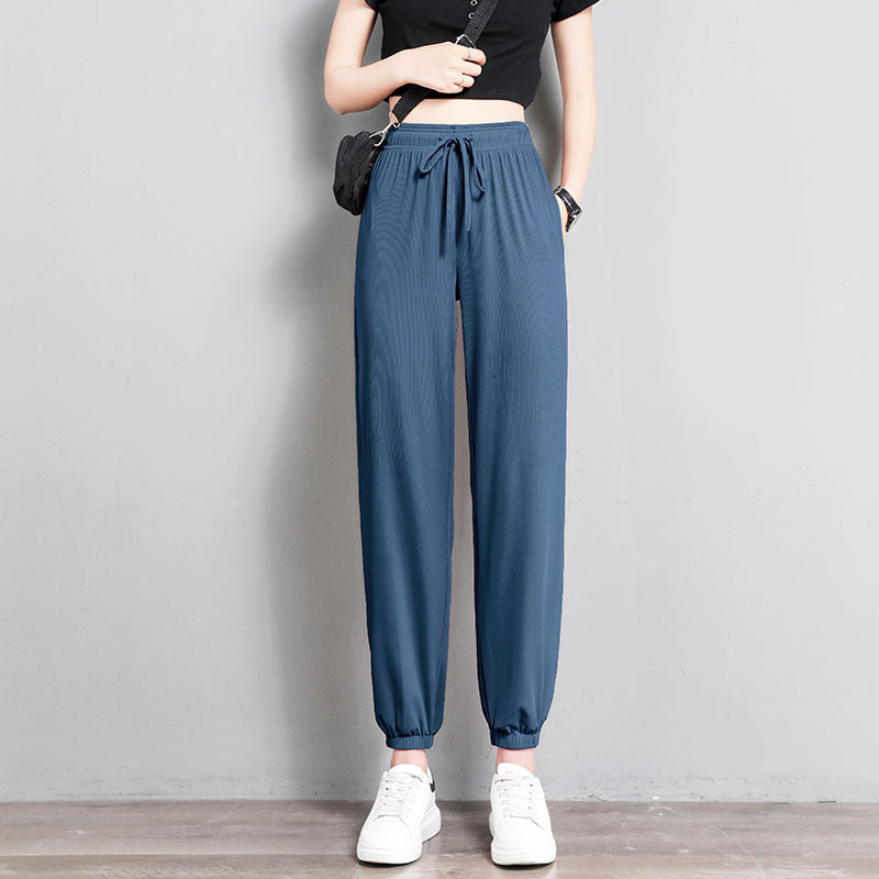 Ice Silk Sports Pants Women Student Loose Summer Thin Casual Jogger Pants