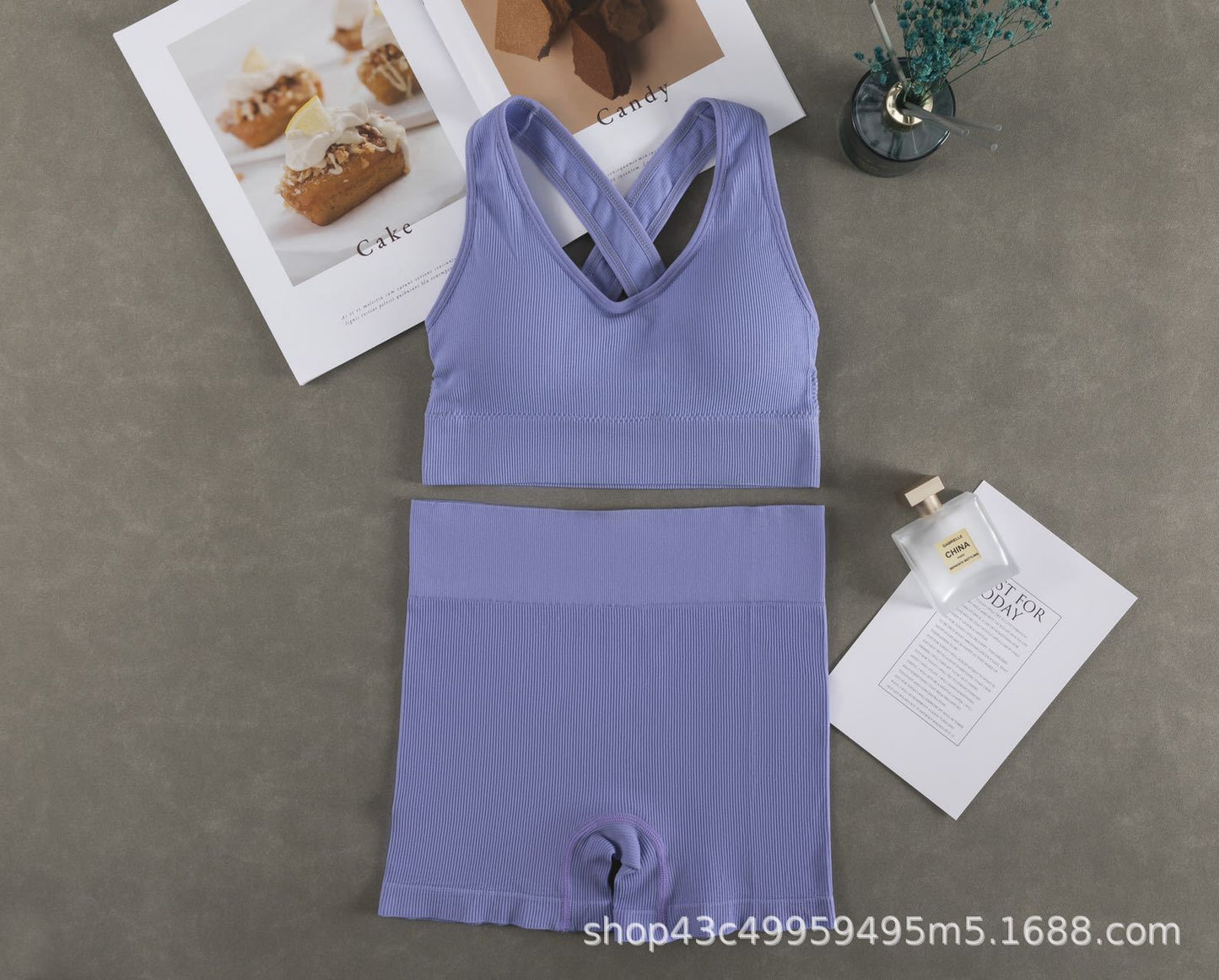 Women Fashion Casual Solid Color Camisole Sports Shorts Set
