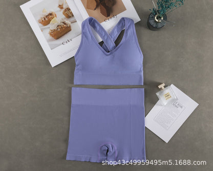 Women Fashion Casual Solid Color Camisole Sports Shorts Set