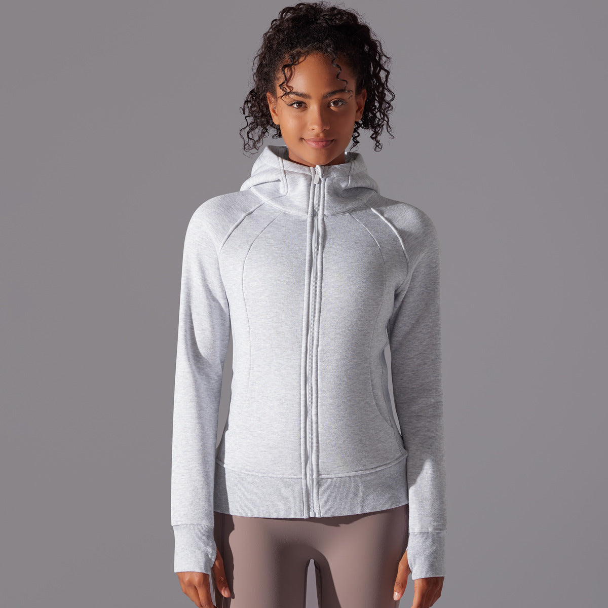 Women Casual Outdoor Running Sport Zip Hooded Top