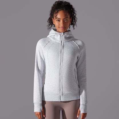 Women Casual Outdoor Running Sport Zip Hooded Top
