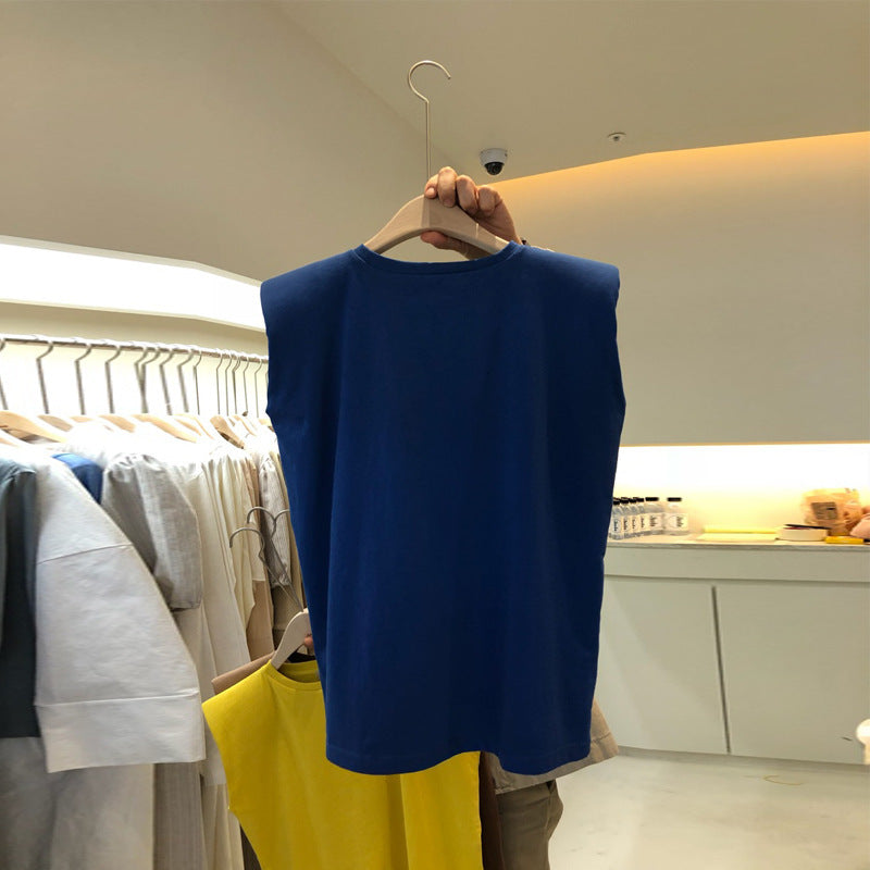 Women Casual Loose Solid Color Sleeveless Tank Top
